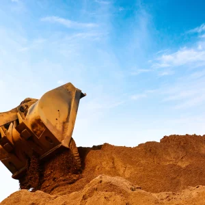 Close-up of a construction site excavator